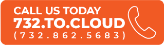 Orange banner with white text: “CALL US TODAY 732.TO.CLOUD (732.862.5683)” next to a white outline of a phone receiver—perfect for inquiries about security cameras in NJ or upgrading your business phone in NJ.