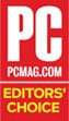 PCMag.com Editors' Choice badge featuring "PC" in large white letters on a red background, "PCMAG.COM" below, and "EDITORS' CHOICE" in yellow—ideal for showcasing top security cameras in NJ.