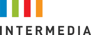 Intermedia logo with four vertical bars in blue, green, red, and orange above the word "INTERMEDIA" in bold black letters on a light background.